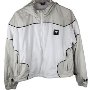 Under Armour Project Rock Brahma Track Jacket White Cream Women's Size S‎